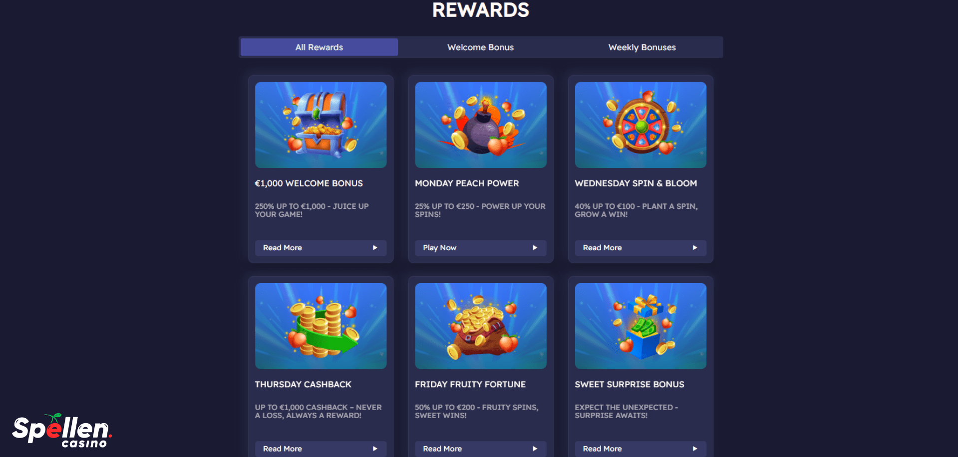 Casinopeaches Bonussen en promoties