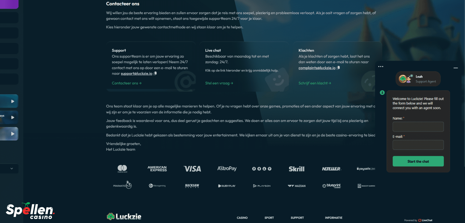 Luckzie.io Klantenondersteuning