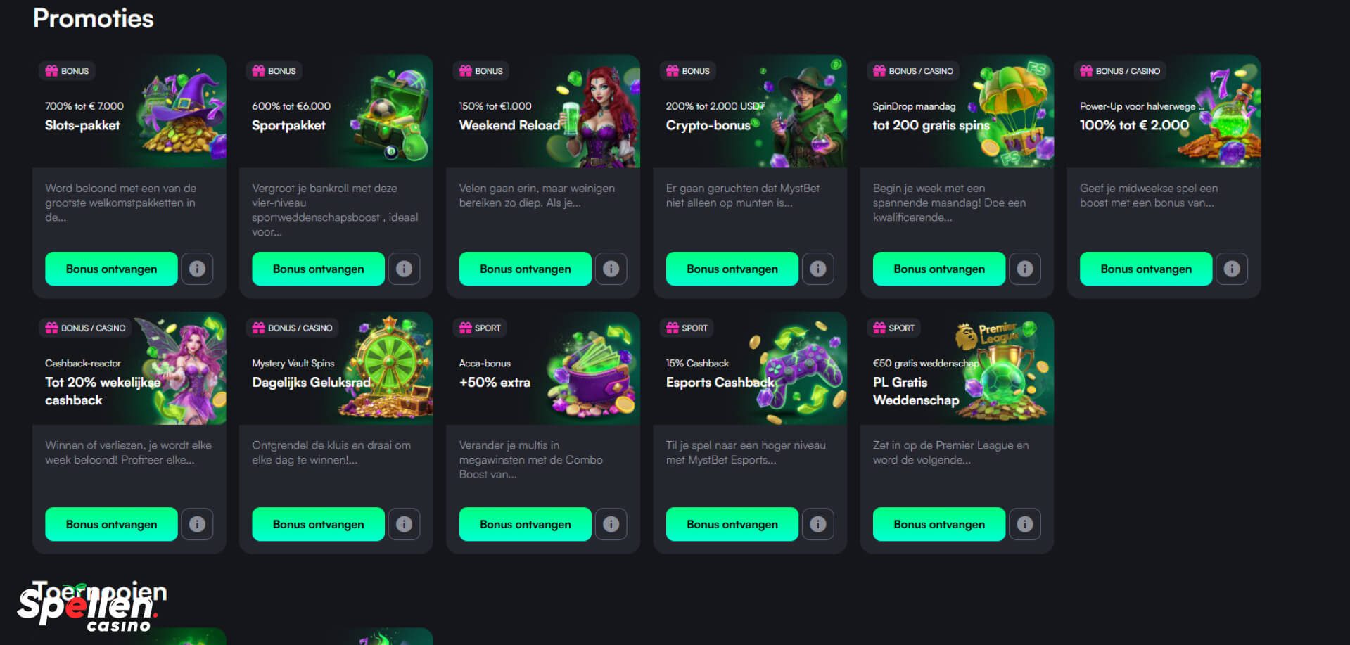 MystBet Bonussen en promoties