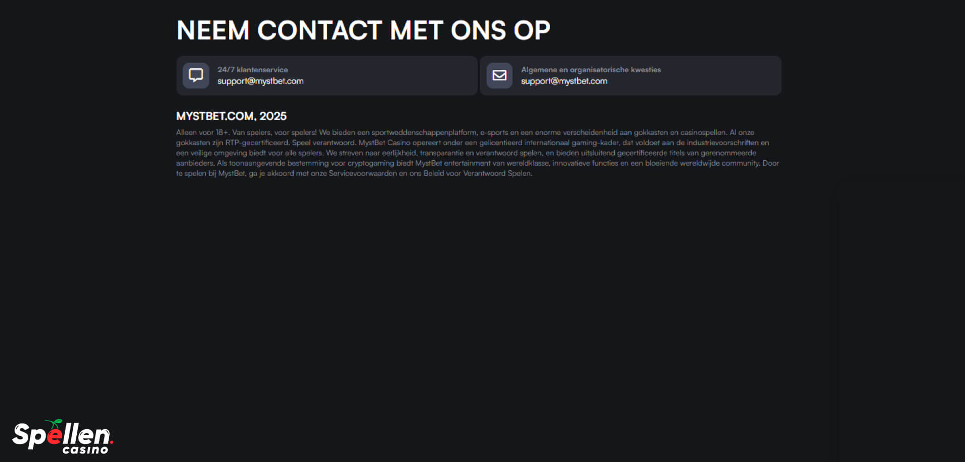 MystBet Klantenondersteuning