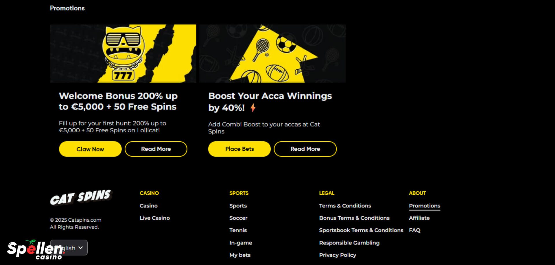 Cat Spins Bonussen en promoties