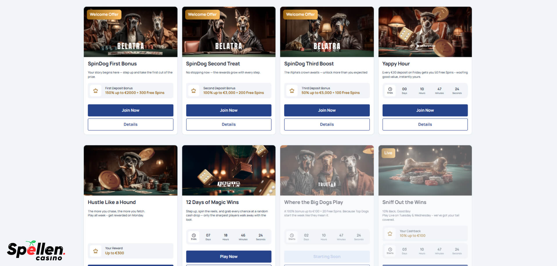 SpinDog Bonussen en promoties