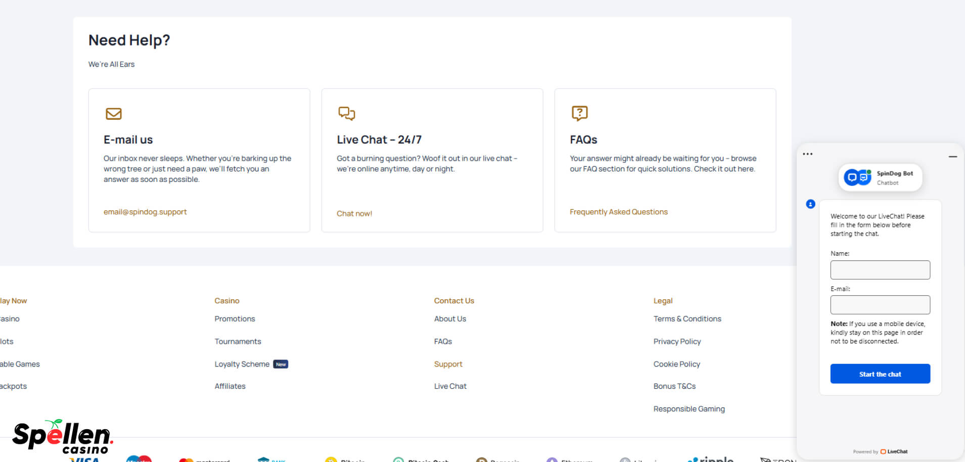 SpinDog Klantenondersteuning