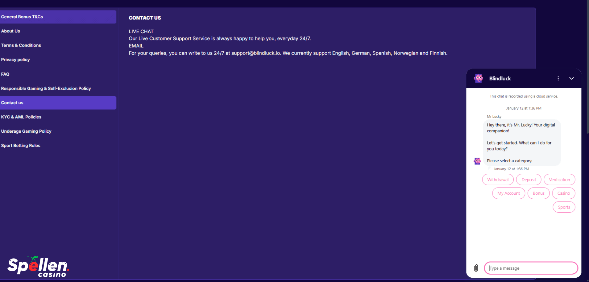 BlindLuck Klantenondersteuning