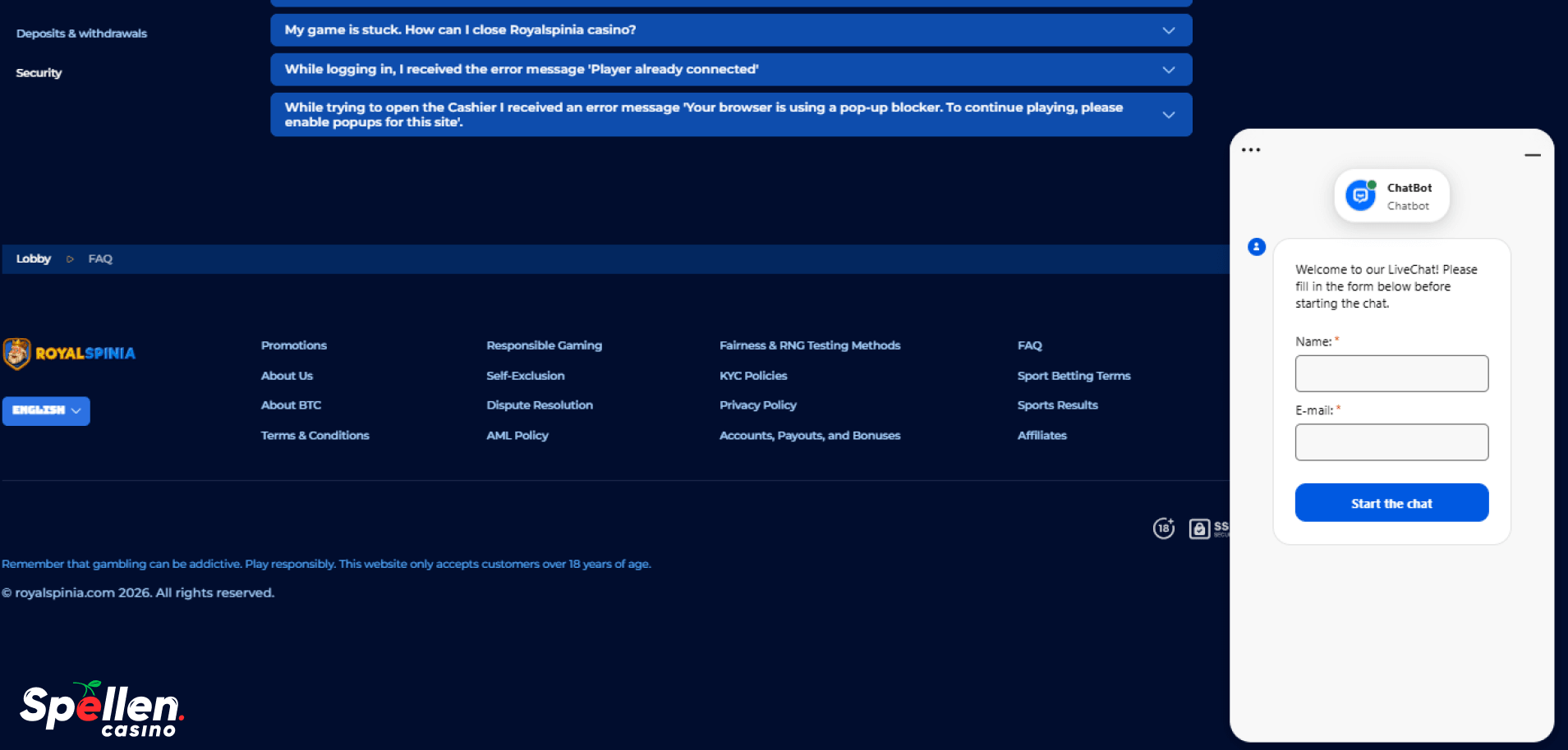 RoyalSpinia Klantenondersteuning