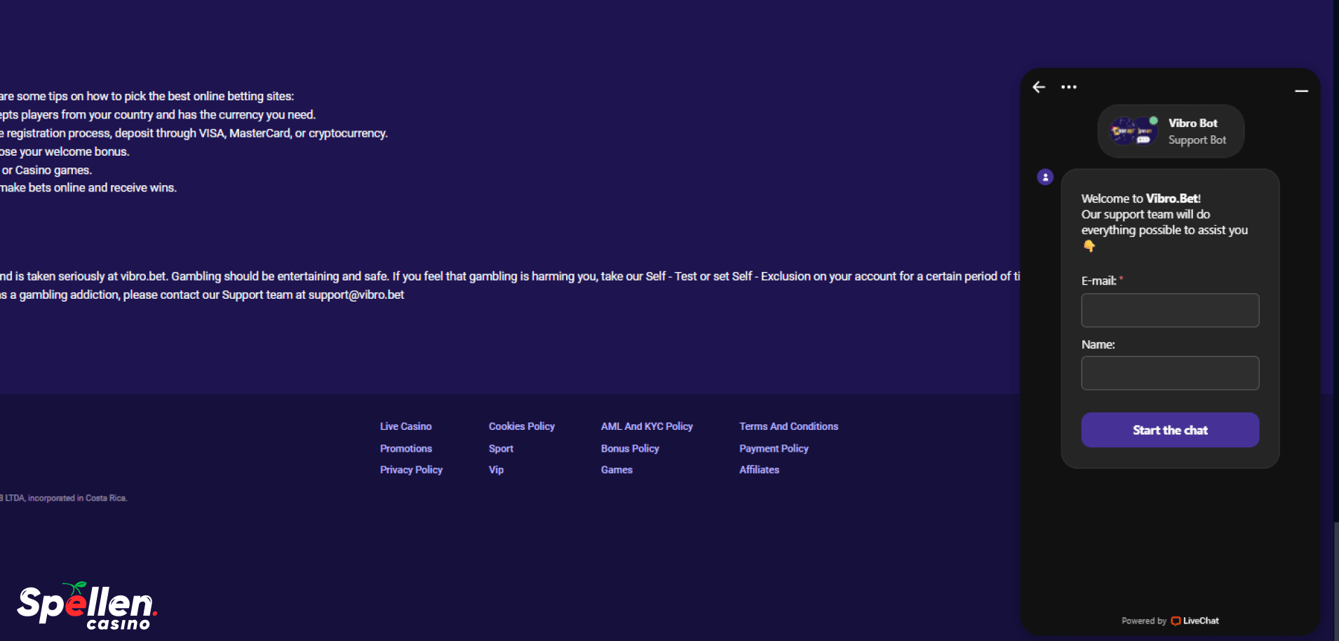 VibroBet Klantenondersteuning