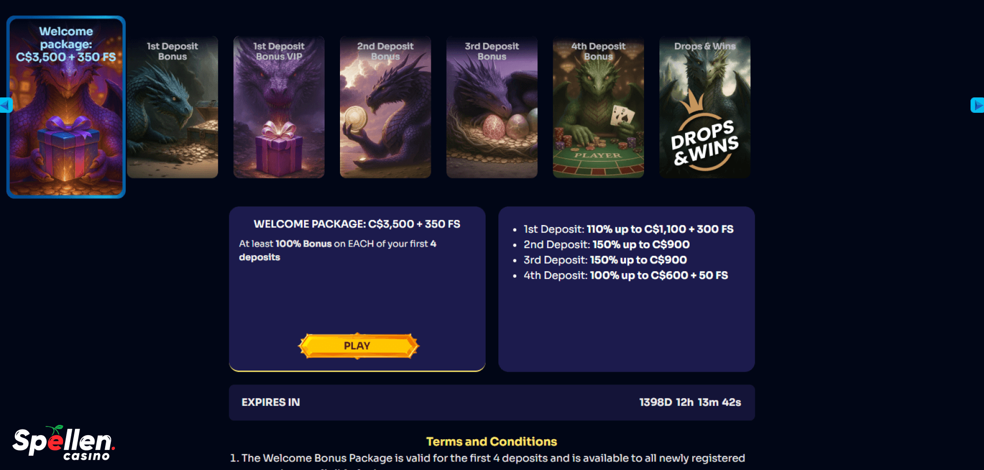 SpinDragons Bonussen en promoties