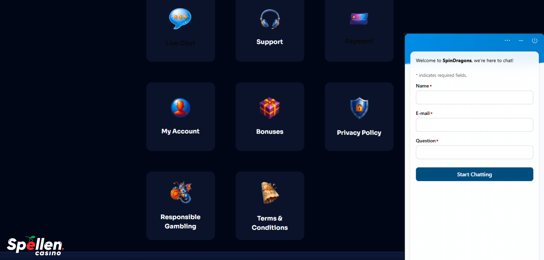 SpinDragons Klantenondersteuning