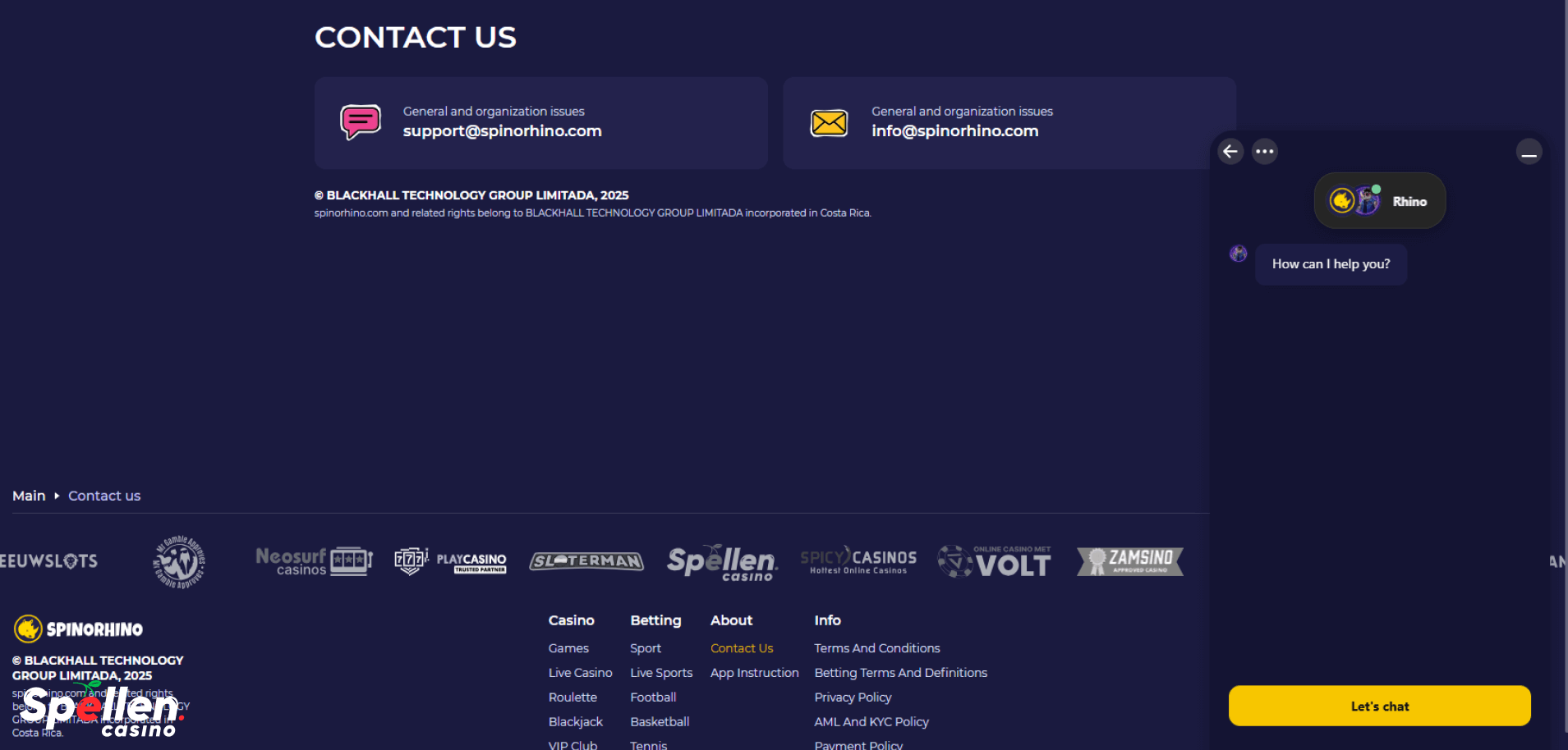 SpinoRhino Klantenondersteuning