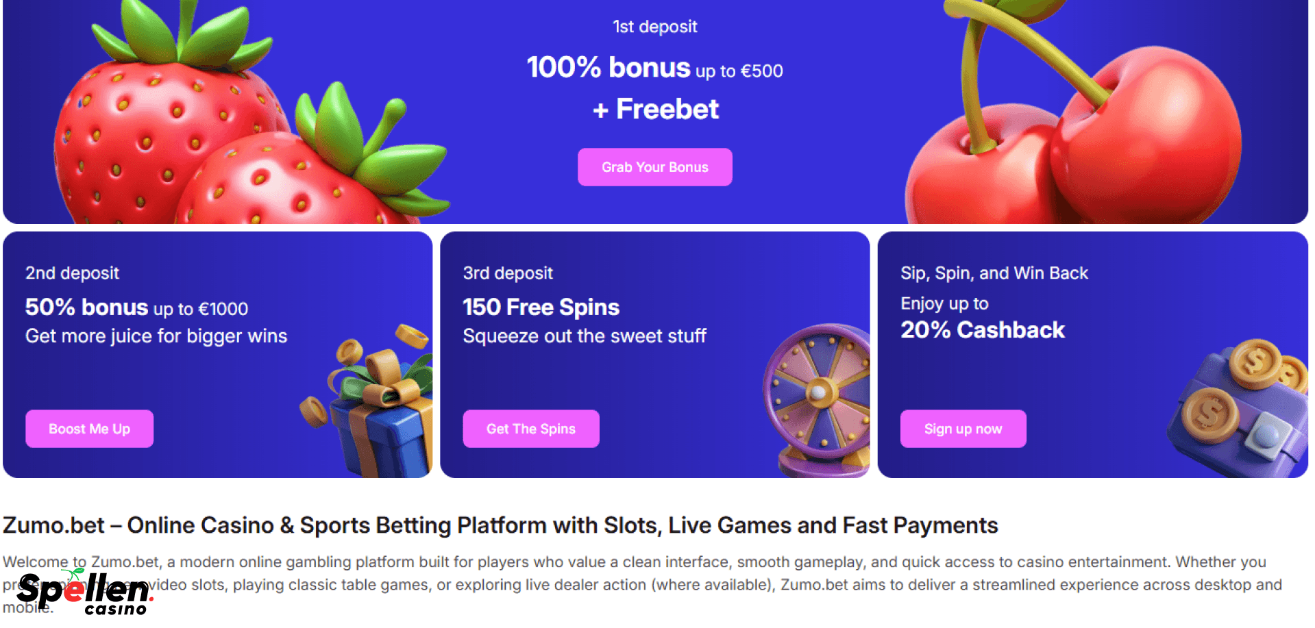 ZumoBet Bonussen en promoties