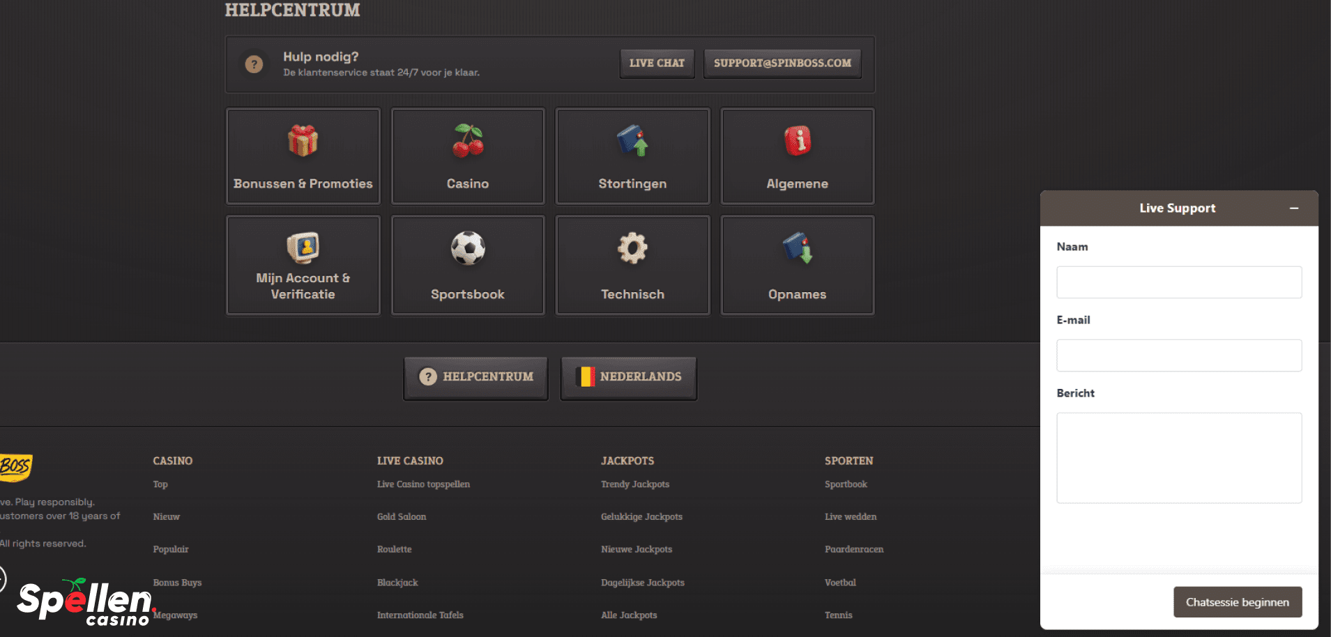 SpinBoss Klantenondersteuning