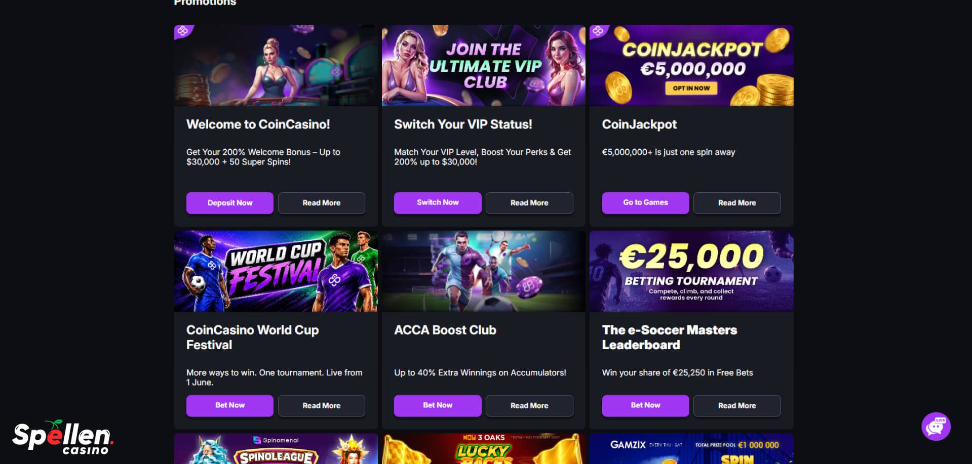 CoinCasino Bonussen en promoties