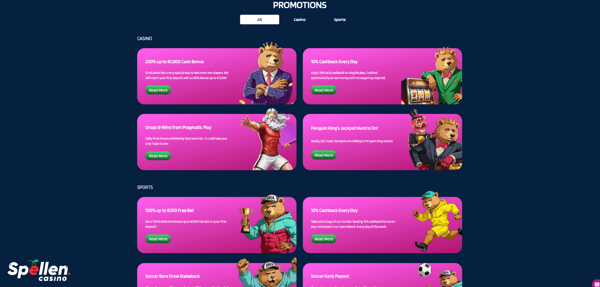 ohacasino Bonussen en promoties