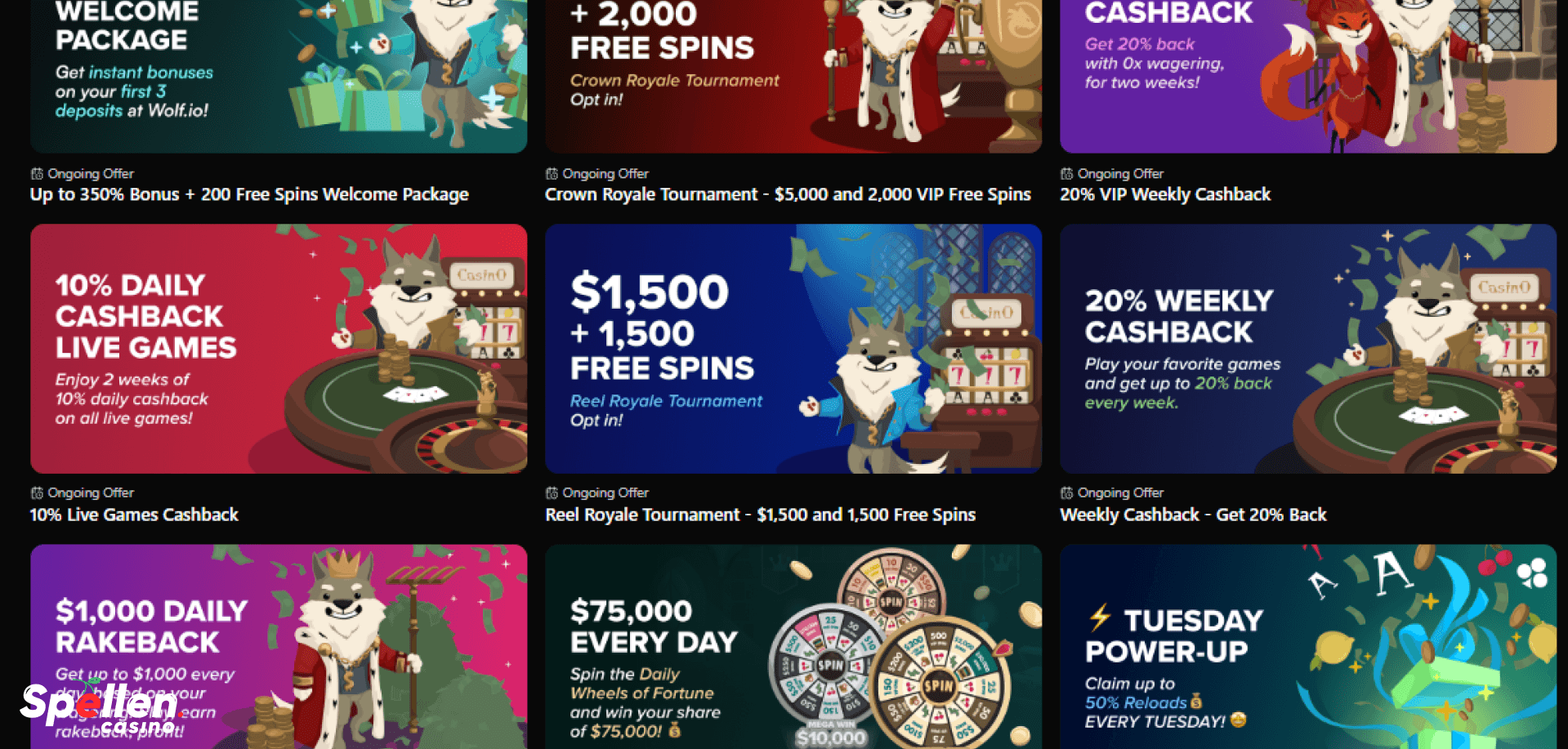 wolf.io Bonussen en promoties