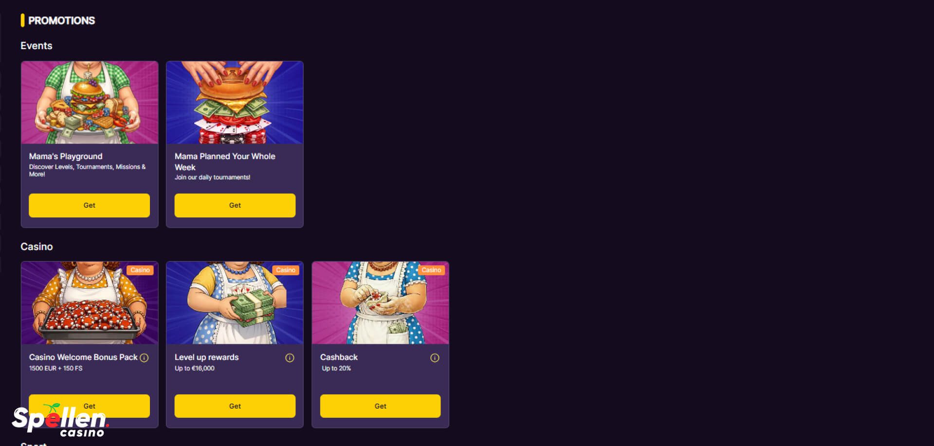 Mama.bet Bonussen en promoties